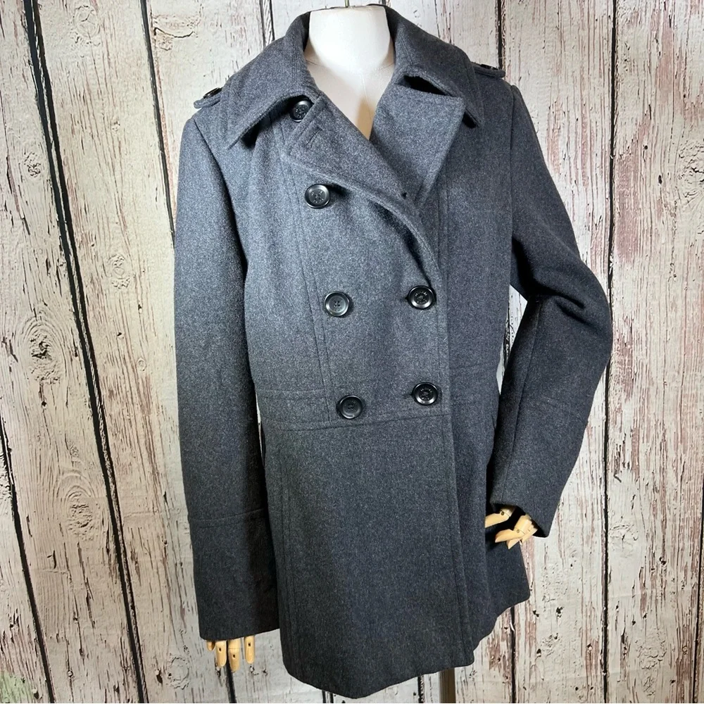 MICHAEL by Michael Kors Wool Blend Grey Pea Coat Winter Jacket Size Large EUC - Picture 5 of 14